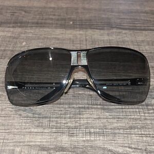 Prada SPR54H 5AV 3M1 silver wrap Sunglasses Gradient lenses